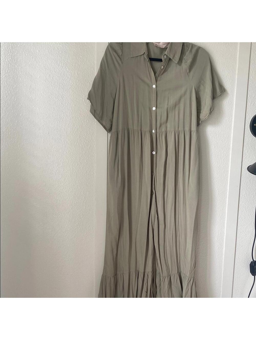 Philosophy di Lorenzo Serafini Dresses Size M Maxi Shirt Dress Short Sleeve
